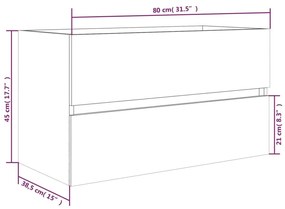 Ντουλάπι Νιπτήρα Καφέ Δρυς 80x38,5x45 εκ. Επεξεργασμένο Ξύλο - Καφέ