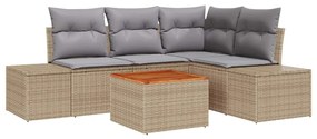vidaXL Σετ Καναπέ Κήπου με μαξιλάρι 5 pcs Μπεζ Πολυ ράταν