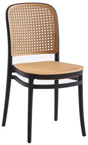 FLORENCE Καρέκλα PP Μαύρο, PP Rattan Μπεζ, Στοιβαζόμενη  41x41x83cm [-Μαύρο/Μπεζ-Tortora-Sand-Cappuccino-] [-PP - PC - ABS-] Ε387,2