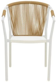 Καρέκλα - Πολυθρόνα Convince αλουμινίου στοιβαζόμενη με λευκό σκελετό-textilene-pe rattan σε Φυσικό 56x63x82 εκ. 56x63x82 εκ.