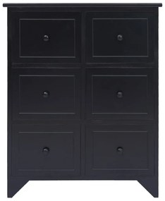 Συρταριέρα με 6 Συρτάρια Μαύρη 60x30x75εκ Ξύλο Παυλώνιας - Μαύρο