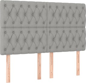 vidaXL Κρεβάτι Boxspring με Στρώμα &amp; LED Αν.Γκρι 160x200εκ. Υφασμάτινο