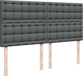 vidaXL Κρεβάτι Boxspring με Στρώμα Σκούρο Γκρι 200x200 εκ. Υφασμάτινο