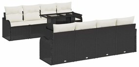 vidaXL Σετ Καναπέ Κήπου με μαξιλάρι 7 pcs Μαύρο Πολυ ράταν