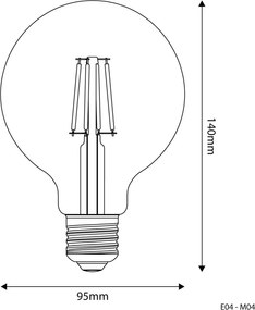 LED Filament Λαμπτήρας M04 Γλόμπος G95 Οπάλ 4W 470Lm E27 2700K