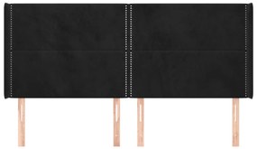 Κεφαλάρι με Πτερύγια Μαύρο 183x16x118/128 εκ. Βελούδινο - Μαύρο