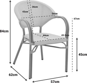 Πολυθρόνα Elyza pakoworld φυσικό αλουμίνιο-μπεζ textilene 57x62x84εκ