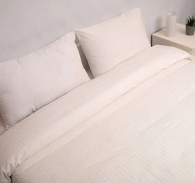 Σετ Σεντόνια Μονά Με Λάστιχο 100x200+25 Polycotton Σατέν ριγέ 850 Εκρού