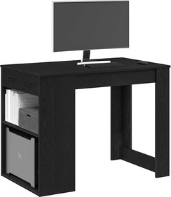 vidaXL Γραφείο με Συρτάρι και Ράφι Μαύρη Δρυ 102x62x77,5 cm