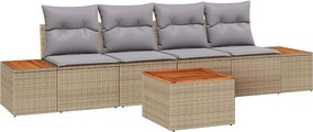 vidaXL Σετ Καναπέ Κήπου με μαξιλάρι 5 pcs Μπεζ Πολυ ράταν