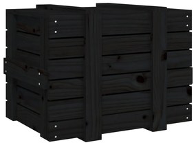 vidaXL Κουτί Αποθήκευσης Μαύρα 58x40,5x42 εκ. Μασίφ Ξύλο Πεύκου