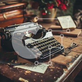 Intra Συλλεκτικό Ξύλινο Παζλ Plywood 4mm - Vintage γραφομηχανή σε ξύλινο τραπέζι Σε Ξύλινο Κουτί - Διαστάσεις: 10x10 cm – 25 κομμάτια