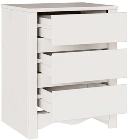 vidaXL Κομοδίνο με συρτάρι Λευκό 45 x 35 x 56 εκ. Μασίφ ξύλο πεύκου