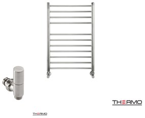 Thermo BELLAVIA Θερμαινόμενη πετσετοκρεμάστρα από ανοξείδωτο χάλυβα με υδραυλική λειτουργία, 75x50cm Inox Brushed