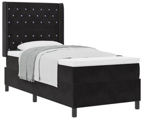 vidaXL Κρεβάτι Box Spring με Στρώμα Μαύρο 90x200 εκ Βελούδο