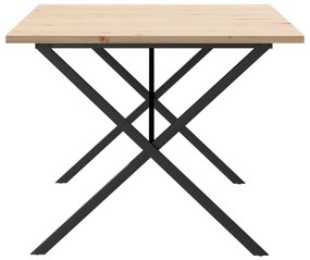 vidaXL Τραπέζι Τραπεζαρίας Πλαίσιο Χ Μασίφ Πεύκο/Ατσάλι