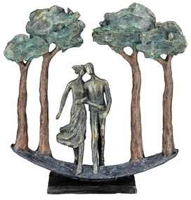 Γλυπτό 'Under Trees' Ζευγάρι Μοτίβο Πολυρεζίνη Μπρονζέ 7x29x30cm-05160918