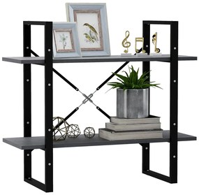 vidaXL Βιβλιοθήκη με 2 Ράφια Γκρι 80 x 30 x 70 εκ. Μασίφ Ξύλο Πεύκου