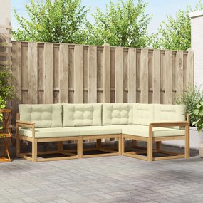vidaXL Σειρά Καναπέ Εξωτερικού 3 pcs Λευκό και Κρεμ Πολυεστέρας