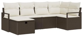 vidaXL Σετ Καναπέ Κήπου 6 pcs Καφέ και κρεμ 232 x 122 x 85 εκ.