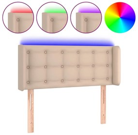 vidaXL Κεφαλάρι Κρεβατιού LED Καπουτσίνο 83x16x78/88 εκ. Συνθετ. Δέρμα