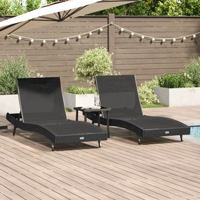 vidaXL Ήλιος Λάουτζερ 3 pcs Μαύρο 40 x 40 x 40.5 εκ συνθετικό ρατάν