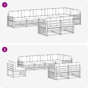 vidaXL Σειρά Καναπέ Εξωτερικού 8 pcs Λευκό και Κρεμ Πολυεστέρας