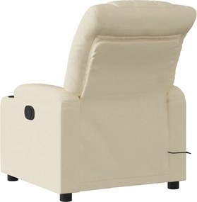 vidaXL Πολυθρόνα Μασάζ Ανακλινόμενη Κρεμ Υφασμάτινη