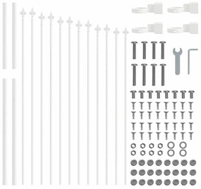 vidaXL Περίφραξη κήπου  με καμάρα - Λευκό, 3.4x1 μ, Χάλυβας