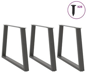vidaXL Πόδια Τραπεζαρίας Σχήματος V 3 τεμ. Ανθρακί 100x(72-73,3) εκ. Ατσάλι