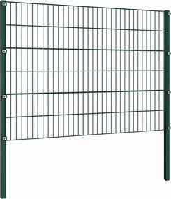 vidaXL Πάνελ Περίφραξης με Στύλους Σιδερένιο Πράσινο 1212 x 120 εκ.