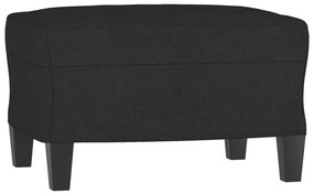 Καναπές Τριθέσιος Μαύρος 180 εκ. Υφασμάτινος με Υποπόδιο - Μαύρο