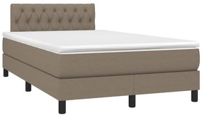 vidaXL Κρεβάτι Boxspring με Στρώμα &amp; LED Taupe 120x190 εκ. Υφασμάτινο
