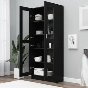 vidaXL Βιτρίνα Μαύρη 82,5 x 30,5 x 185 εκ. Επεξ. Ξύλο