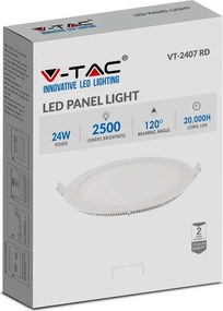 V-TAC LED mini panel χωνευτό 24W 6400K ψυχρό λευκό στρογγυλό SKU: 214874