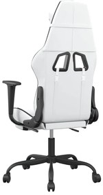 vidaXL Καρέκλα Gaming με Υποπόδιο Λευκό και Μαύρο από Συνθετικό Δέρμα