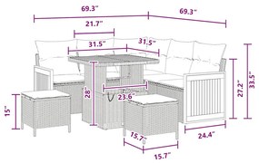 vidaXL Σετ Καναπέ Κήπου με μαξιλάρι 8 pcs Μαύρο