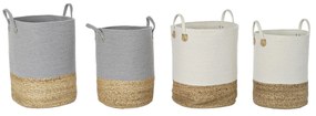 Σετ Καλαθιών DKD Home Decor Λευκό Φυσικό Ανοιχτό Γκρι Φυσική ίνα (2 Τεμάχια) (x2)