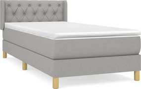 vidaXL Κρεβάτι Boxspring με Στρώμα Ανοιχτό Γκρι 80x200 εκ. Υφασμάτινο