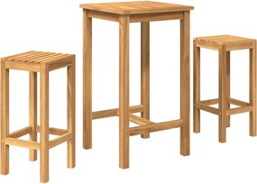 vidaXL Σετ Μπαρ Εξωτερικού Χώρου 3 τμχ. Φυσικό 60 x 60 x 105 cm