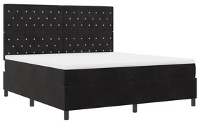 vidaXL Κρεβάτι Box Spring με Στρώμα & LED Μαύρο 180x200 εκ Βελούδο