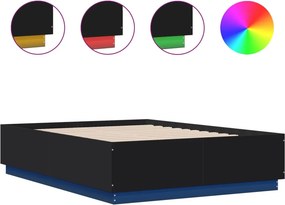 vidaXL Πλαίσιο Κρεβατιού με LED Μαύρο 120x190 εκ Επεξεργ. Ξύλο