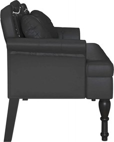 vidaXL Καναπές Chesterfield Μαύρο 120,5 x 65 x 75 εκ. Τεχνητό Δέρμα