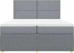 vidaXL Κρεβάτι Boxspring με Στρώμα Ανοιχτό Γκρι 200x200 εκ. Υφασμάτινο