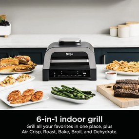 Ηλεκτρική σχάρα 6σε1 Ninja Foodi Smart DG551EU, 1760W, 6 λειτουργίες μαγειρέματος, φριτέζα 4L, κατσαρόλα μαγειρέματος 4L, σχάρα, 260C MAX, Inox/μαύρο