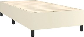 vidaXL Κρεβάτι Boxspring με Στρώμα &amp; LED Κρεμ 90x200 εκ. Συνθ. Δέρμα