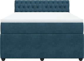vidaXL Κρεβάτι Boxspring με Στρώμα Μπλε 160x200 εκ. Βελούδινο