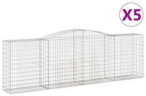 vidaXL Συρματοκιβώτια Τοξωτά 5 τεμ. 400x50x120/140 εκ. Γαλβαν. Ατσάλι