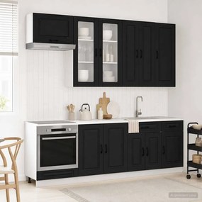 vidaXL Μονάδα κουζίνας KALMAR 8 pcs Μαύρο Επεξεργασμένο Ξύλο