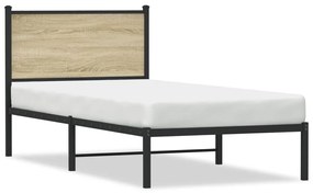 Πλαίσιο Κρεβατιού με Κεφαλάρι Sonoma Δρυς 80x200 εκ. Μεταλλικό - Καφέ